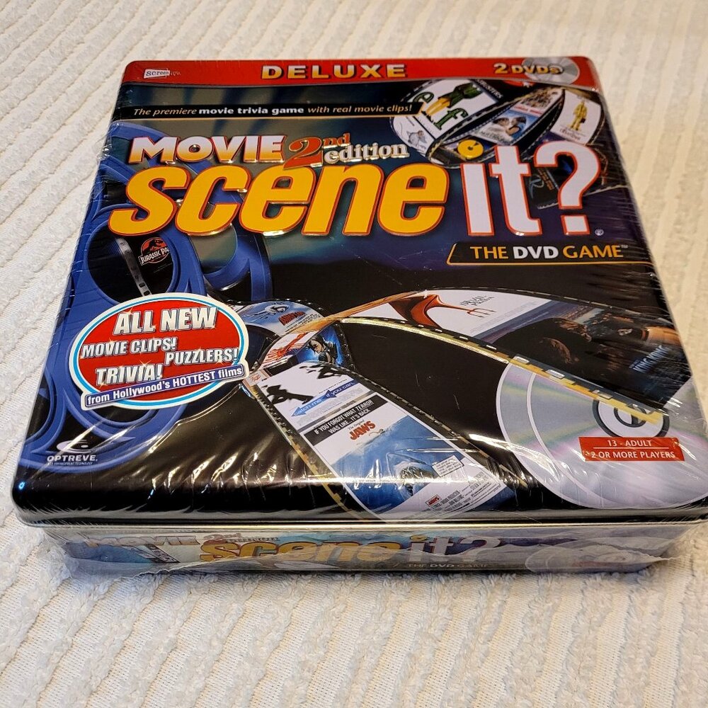 NIB Scene It? Movie 2nd Ed Deluxe DVD Trivia Game Metal Storage Box Vintage 2007